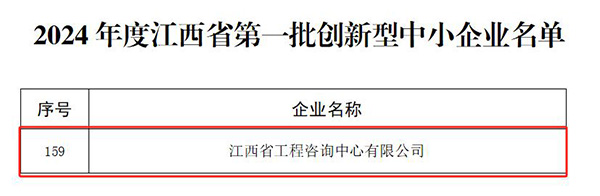 【喜报】锐意进取 创新引领 九游（体育门户）官方网站成功入选2024年度江西省第一批创新型中小企业
